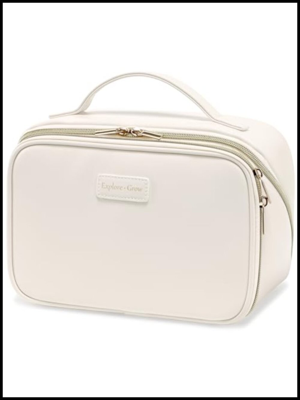 PU Leather Travel Makeup Bag with Dividers & Brush Holder, XL